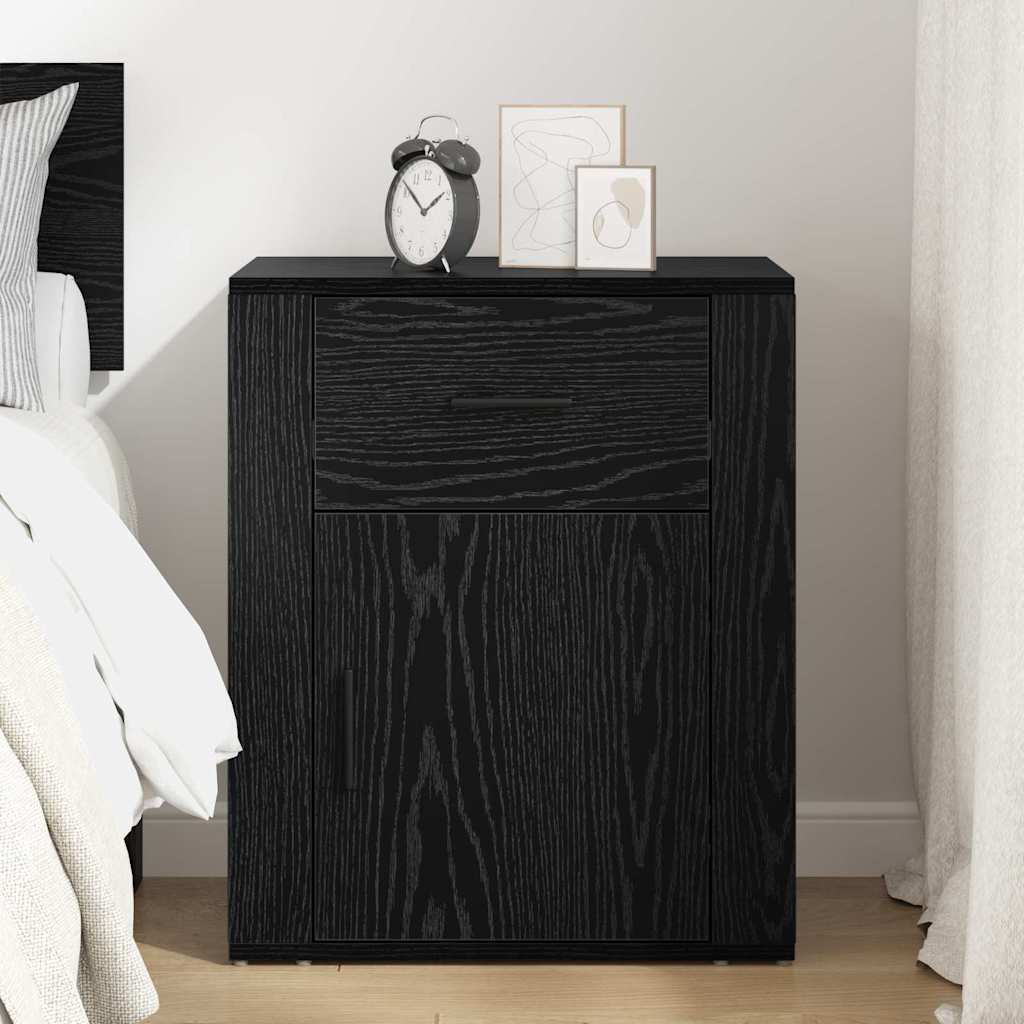 Bedside Cabinet Black oak 50 x 36 x 60 cm Engineered wood